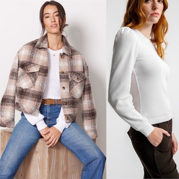 AMO Puff Sleeve Shirt Thermal Long Sleeve Top Tee - Picture 5 of 16